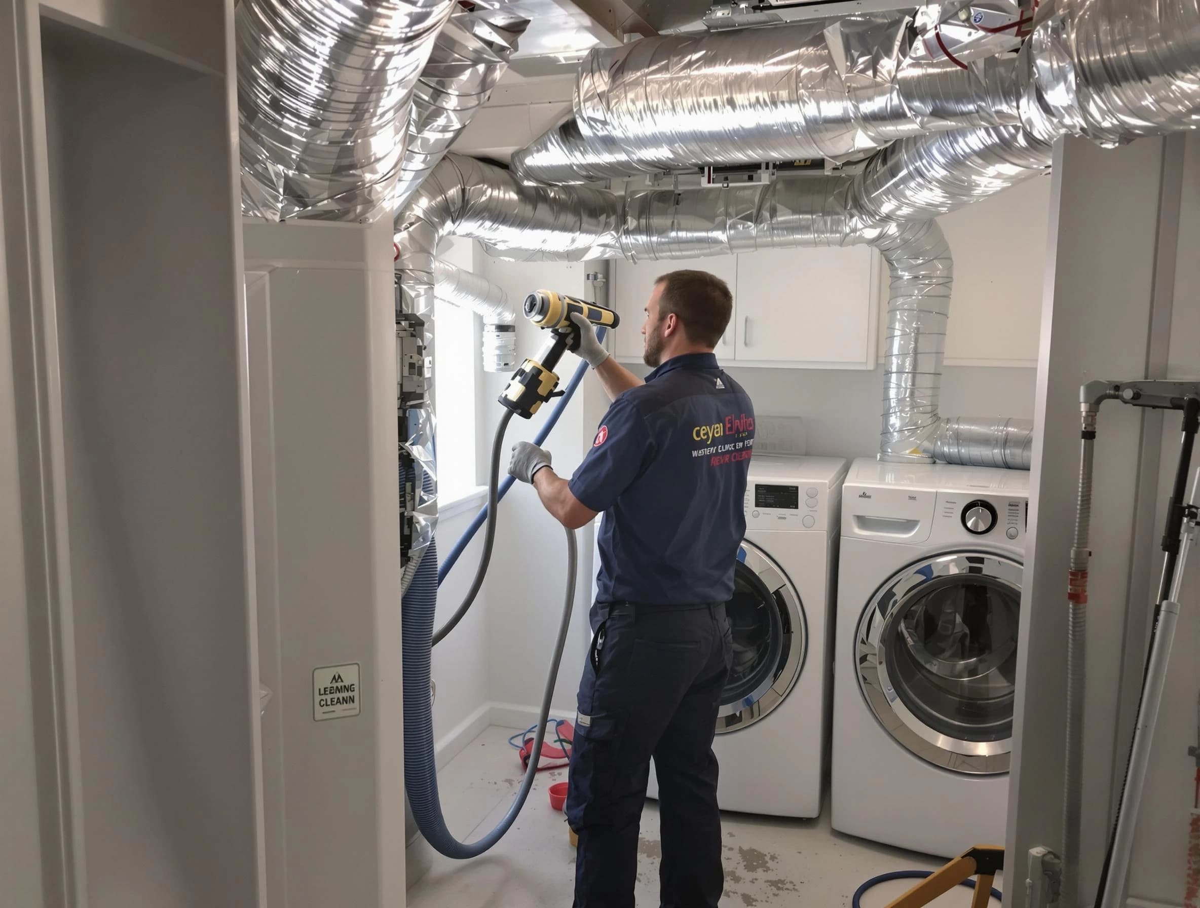 Clanton Dryer Vent Cleaning specialist using advanced equipment for thorough duct cleaning in Clanton