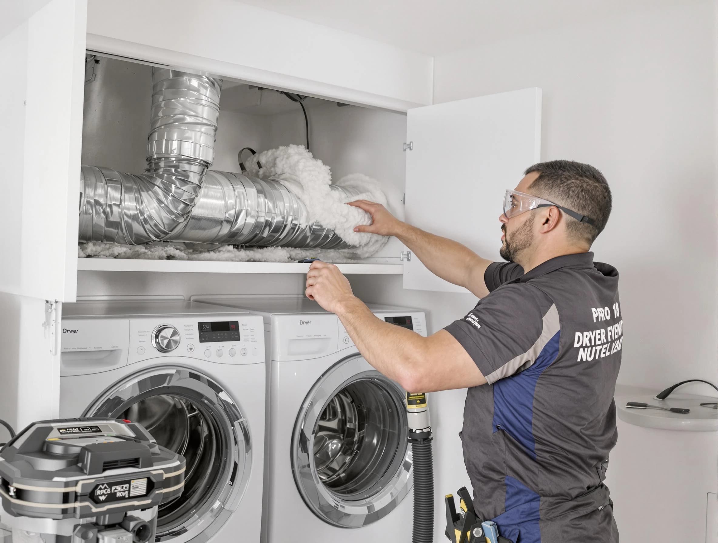 Clanton Dryer Vent Cleaning certified technician performing specialized gas dryer vent cleaning in Clanton