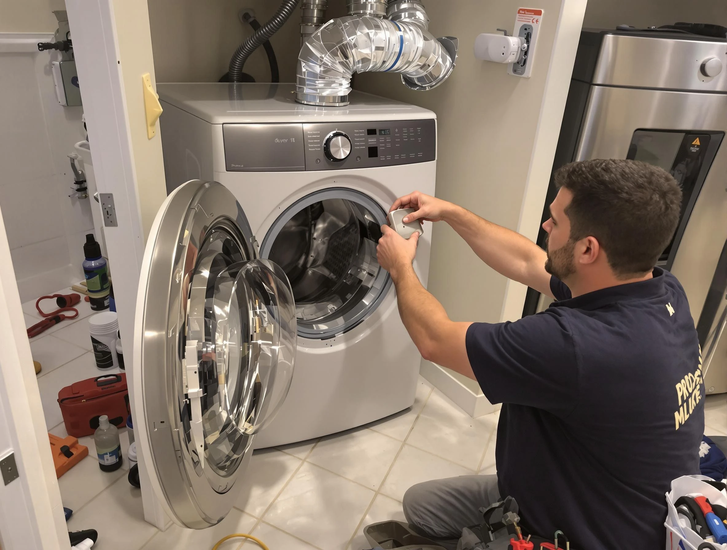 Clanton Dryer Vent Cleaning technician performing precise dryer vent hose installation in Clanton